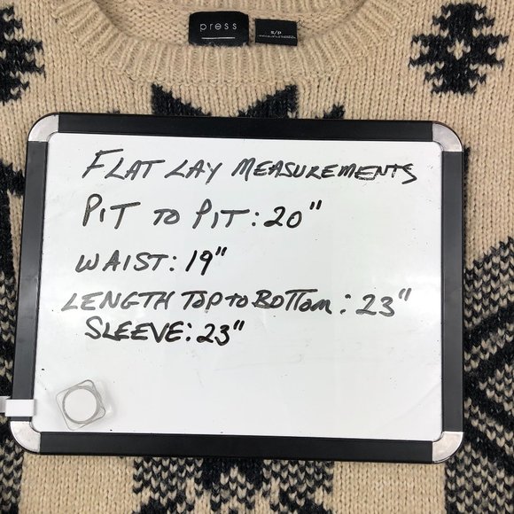 Press Cream & Black Cozy Boho Aztec Wool Blend Crew Neck Fringed Sweater Western - Picture 12 of 13